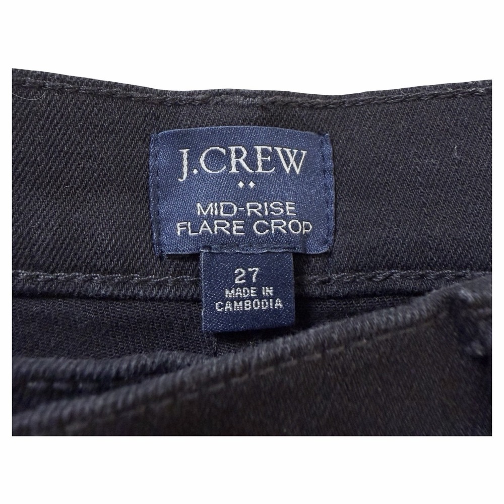 J Crew Womens Mid Rise‎ Flare Cropped Jeans Size 27 Black Dark Denim Stretch - Picture 6 of 8